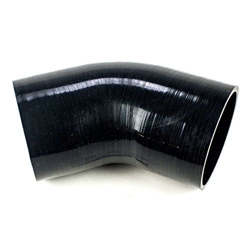 Squirrelly 4&quot inch 3-Ply 45 Degree Elbow Silicone Coupler Turbo Intake Intercooler Pipe Black