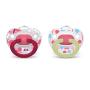 NUK Glow-in-The-Dark Orthodontic Pacifiers, Girl, 6-18 Months, 2-Pack