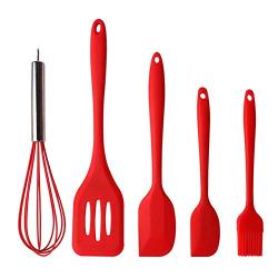 Silicone Kitchenware Set of 5 Cooking Spoon Shovel Whisker Brush Kitchen Tool Color Box Packaging