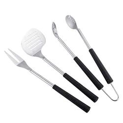 Stainless Steel Barbecue Accessories, Grilled Utensils with Grips, Heavy 3 Piece Barbecue Kit