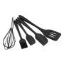 Hillento Silicone Kitchen Utensil Set Kitchenware 5PCS Silicone Kitchen Utensils Set Spatulas Brush Cooking Tools, Easy to Use & Clean, Black