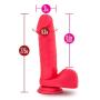 8" Realistic Veiny Long Dildo - Bright Cock and Balls Dong - Suction Cup Harness Compatible - Sex Toy for Women - Sex Toy for Adults (Cerise)