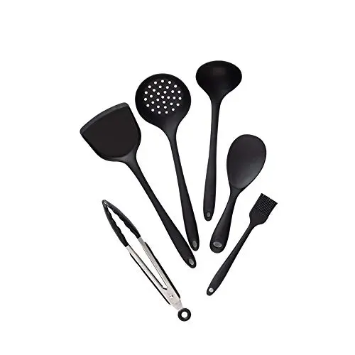 KIYYI Silicone Kitchenware Set Of 6 High Temperature Non-stick Pan Does Not Hurt The Pot Spatula Spoon Food Set Long Anti-scalding Non-slip Kitchen Set