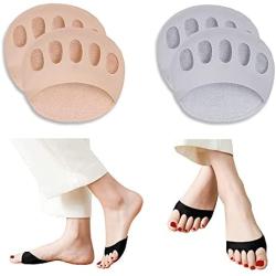 Reusable Honeycomb Fabric Forefoot Pads Soft Ball of Foot Cushions Metatarsal Pads for Women Men Prevention Pain Relief (Beige,Grey)