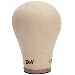 GEX 20"-24" Cork Canvas Block Head Mannequin Head Wig Display Styling Head With Mount Hole 22"