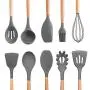 Fenrs Kitchen Utensil Set Silicone Cooking Utensil Set 11pcs/set Wooden Silicone Kitchenware Set For Cooking Baking Tools Heat Resistance Tools Best Kitchen Gadgets Kitchen Tool Set Gift