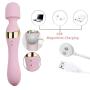 Silicone Double-Head G-Spot Dildo Vibrators Personal Massager Stick USB Rechargeable Adult Sex Toys for Women Clitoris Vagina Anal Stimulator (Double Head + Pink).