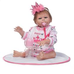 iCradle 20 Inch 50cm Realistic Reborn Doll Full Body Vinyl Silicone Anatomically Correct Real Life Like Baby Girl Doll True Looking Newborn Dolls Child Toy Free Magnet Pacifier Xmas Present For Age 3+