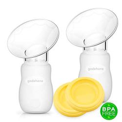 Silicone Breast Pump 2 Pack, Manual Breast Pump with Protective lid, Portable Milk Saver for Breast Feeding,100% Food Grade Silicone BPA Free(4oz/100ml)