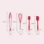 ZOUWEILING Silicone Kitchenware Kitchenware Stainless Steel Silicone Kitchenware Set Silicone Kitchenware Set Spatula Set Convenient Storage Durable,Red