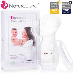 NatureBond Silicone Breastfeeding Manual Breast Pump Milk Saver Nursing Pump | Basic Pack Air-Tight Vacuum Sealed in Hardcover Gift Box. BPA Free