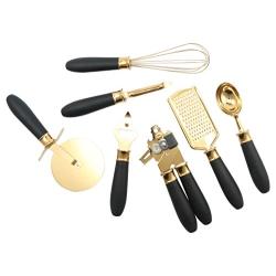 Cambridge Silversmiths Black Silicone Handle Gold Pvd 7 Piece Gadget Set