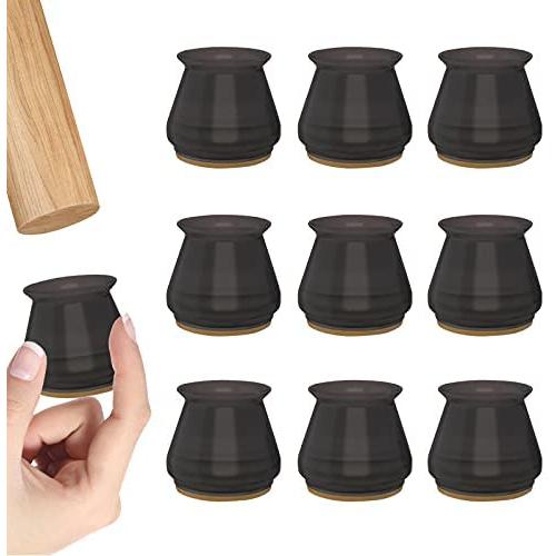 Chair Leg Protectors for Hardwood Floors,Silicone Chair Leg Caps Protectors with Anti-Slip Felt Pads,Free Moving,No Scratches,No Noise with Extra Zip Ties for Furniture Foot Covers Protection(Black)