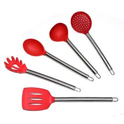 Silicone Kitchenware Stainless Steel Handle Silicone Heat-Resistant Non-stick Cooking Pot Baking Set Kitchen Cookware Tool, Kitchenware