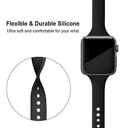 DYKEISS Sport Slim Silicone Band Compatible with Apple Watch 38mm 42mm 40mm 44mm, Thin Soft Narrow Replacement Strap Wristband Accessory for iWatch Series 1/2/3/4/5