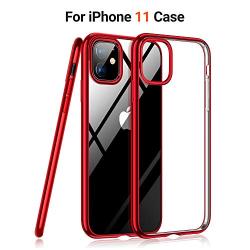 TORRAS Crystal Clear iPhone 11 Case, [Anti-Yellow] Soft Silicone TPU Thin Cover Slim Phone Case for iPhone 11 6.1 inch 2019, Glossy Red