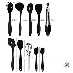 Silicone Cookware Set 10 Pieces, Kitchenware Cookware Set, Non-stick Heat-resistant Stainless Steel Handle Silicone Cookware - Black