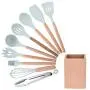 9Pcs/Set Silicone Cooking Utensils Kitchenware Blue Kitchen Frying Pan Turners Scoop Cooking Utensils,As Picture