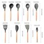 9 Pcs Silicone Cooking Utensils Kitchen Utensils Set Wooden Handle Cooking Tools Silicone Kitchenware Set,9Pcs