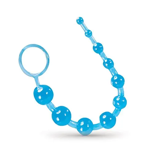 Anal Beads Silicone Butt Beads Pull Chain with 10 Beads Adult Sex Toys Anal Sex Toy (Blue)