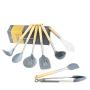 9-Piece Set of Kitchen Wood Handle Silicone Cooker, Cooking Spoon Shovel Set, Non-Stick Silicone and Heat-Resistant Wooden Handle Utensils, Chefs Kitchenware Set, 9-piece set