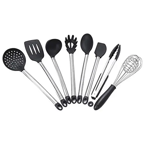 Jiyaru 8 pcs Silicone Kitchen Utensils Heat Resistant Cooking Baking Kitchenware Set