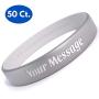 Reminderband 50 Custom Luxe Silicone Wristbands - Personalized Customizable Silicone Rubber Bracelets - Customized for Motivation, Events, Gifts, Support, Fundraisers, Awareness - Men, Women, Kids