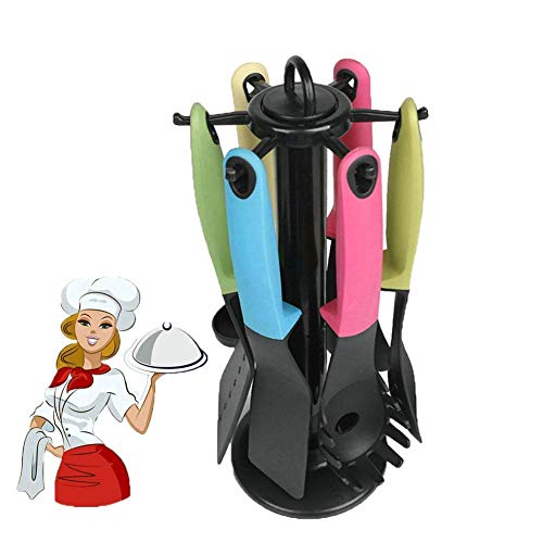 Silicone Kitchen Utensils 7 Pieces Set Non-Stick Pan Heat Resistant Nylon Silicone Baking Set Premium Hygienic Kitchen Cooker Cooking Kitchenware Set