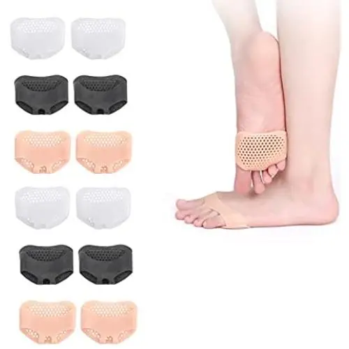 6Pair Silicone Honeycomb Forefoot Pad, Metatarsal Foot Pads, Reusable Pain Relief Cover Breathable Insoles Socks