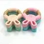 Hacloser Newborn Kids Bite Toy Infants Nursing Accessories Baby Teether Cartoon Rabbit Shape Silicone Wooden Ring Toys