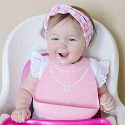 Nuby On-The-Go 3-D Silicone Feeding Bib, Pink Necklace