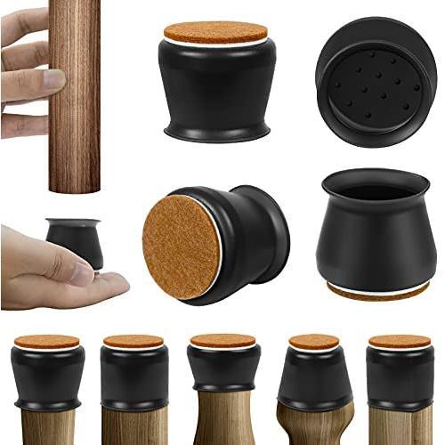 16 PCS Chair Leg Protectors for Hardwood Floors with Upgraded Felt Furniture Pads, Silicone Chair Leg Covers to Protect Floors, from Scratches and Noise, Smooth Moving for Chair Feet. (Black)