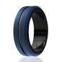 ROQ Silicone Wedding Ring for Men - 4 Packs or 1 Single Ring Mens Silicone Rubber Wedding Bands, Engraved Middle Line Beveled Edge Style, Metal & Vivid Matte Colours