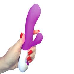 SUPEREX Rabbit Silicone G-Spot Vibrator with Private Bag - 30 Speed Dual Motors Vagina Clitoris Stimulator - Sex Adult Wand Massager Toy for Woman (Purple)