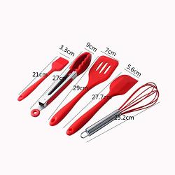 Kitchenware Utensils Set 5 Piece Premium Silicone Heat Resistant Non-Stick Kitchen Baking Professional Tools Red
