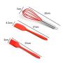 Carejoy Silicone kitchenware Cooking Baking Tool Set Silicone Scraper Egg Beater 5 Pieces red