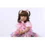 24 Inch 60cm Reborn Toddler Dolls Soft Silicone Vinyl Handmade Similar Realistic Fashion Newborn Doll Child Toy for Birthday Xmas Gift Crafted Pink Clothes