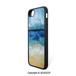 SCOCICI Non-Slip Drop Protection Smart Cell Phone Case Tropical Sandy Beach Pure Waves Tranquil Ocean Under Clouds Summer Scenery Decorative Compatible with iPhone 7