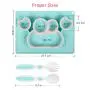 Syntus Baby Feeding Set, Waterproof Silicone Bib Easily Wipes Clean, Adjustable Soft Toddler Bibs Keep Stains Off, Silicone Suction Plate & Soft Spoons, Safe for Children