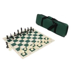 Heavy Tournament Triple Weighted Chess Set Combo - Forest Green