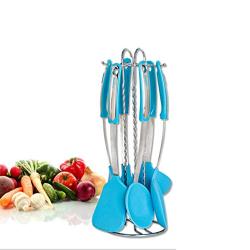 XUNHANG Creative Kitchen Silicone 7-piece Set Kitchenware Multi-purpose Kitchenware Silicone Kitchenware Set Finally a Design Integrates Silicone with Stainless Steel. (Color : Blue)