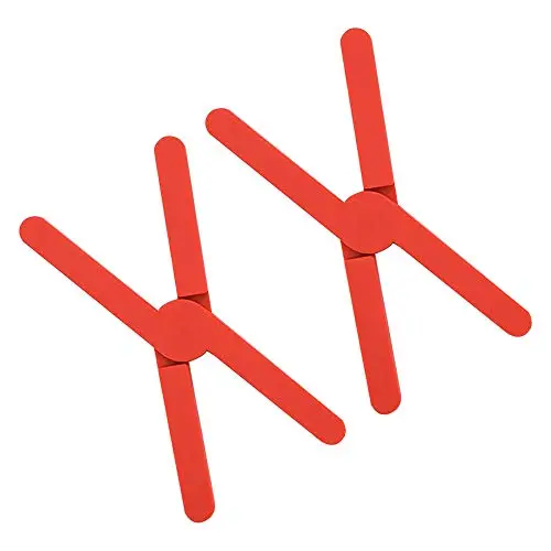 Ationgle Fashion Silicone Collapsable Trivet for kitchen, Expandable - Lightweight, Non-slip Pot Holder Cross Design Hot Pads Kitchenware Pack of 2, Red