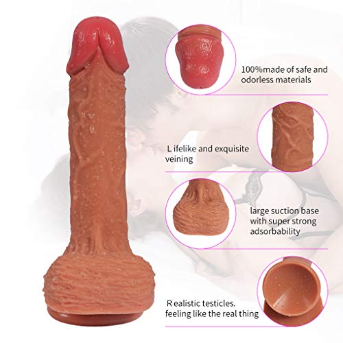 Women Dilló 8.3 Inch Realistic Huge Penetrator Toys for Women with Suction Cup Soft Waterproof Long Toys