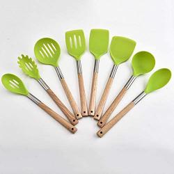 SKYyao Kitchen utensil set Kitchen Tools Silicone Kitchenware 8 piece set cooking tools wooden handle cooking eight piece set silicone