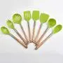 SKYyao Kitchen utensil set Kitchen Tools Silicone Kitchenware 8 piece set cooking tools wooden handle cooking eight piece set silicone