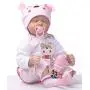 Pinky 22inch 55cm Lifelike Reborn Baby Girl Doll Soft Silicone Sleeping Baby Realistic Looking Newborn Doll Toddler Kid Birthday and Xmas Gift