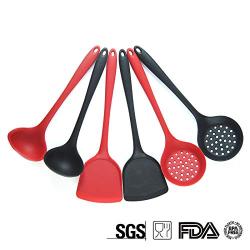 Silicone Kitchen Utensil Set, Kitchenware Cooking Tool Shovel Spoon, Easy To Use and Clean, 3PCS, red