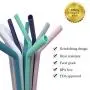 Senneny Set of 12 Silicone Drinking Straws for 30oz and 20oz Tumblers Yeti/Rtic- Reusable Silicone Straws BPA Free Extra Long with Cleaning Brushes- 6 Straight + 6 Bent (6mm diameter)