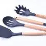 9Pcs Kitchenware Set Wooden Handle Silicone High Temperature Non-Stick Cooking Spoon Shovel Kitchen Silicone Tool Barbecue Cooking