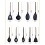 SKYyao Kitchen utensil set Wood Handle Silicone 9-piece set kitchenware non-stick pan cooking spoon shovel silicone + beech handle